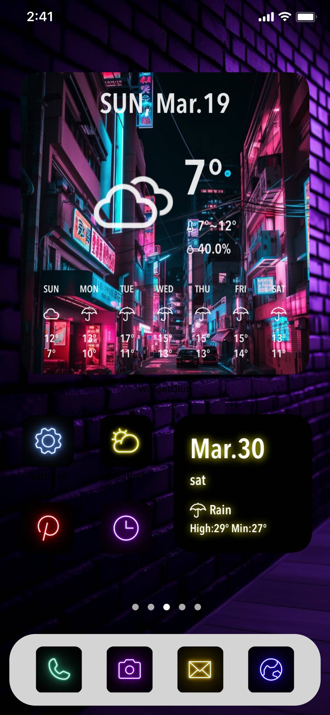 Neon cool home screen themeគំនិតអេក្រង់ដើម[66HZd9zvvw6sQxepySY9]