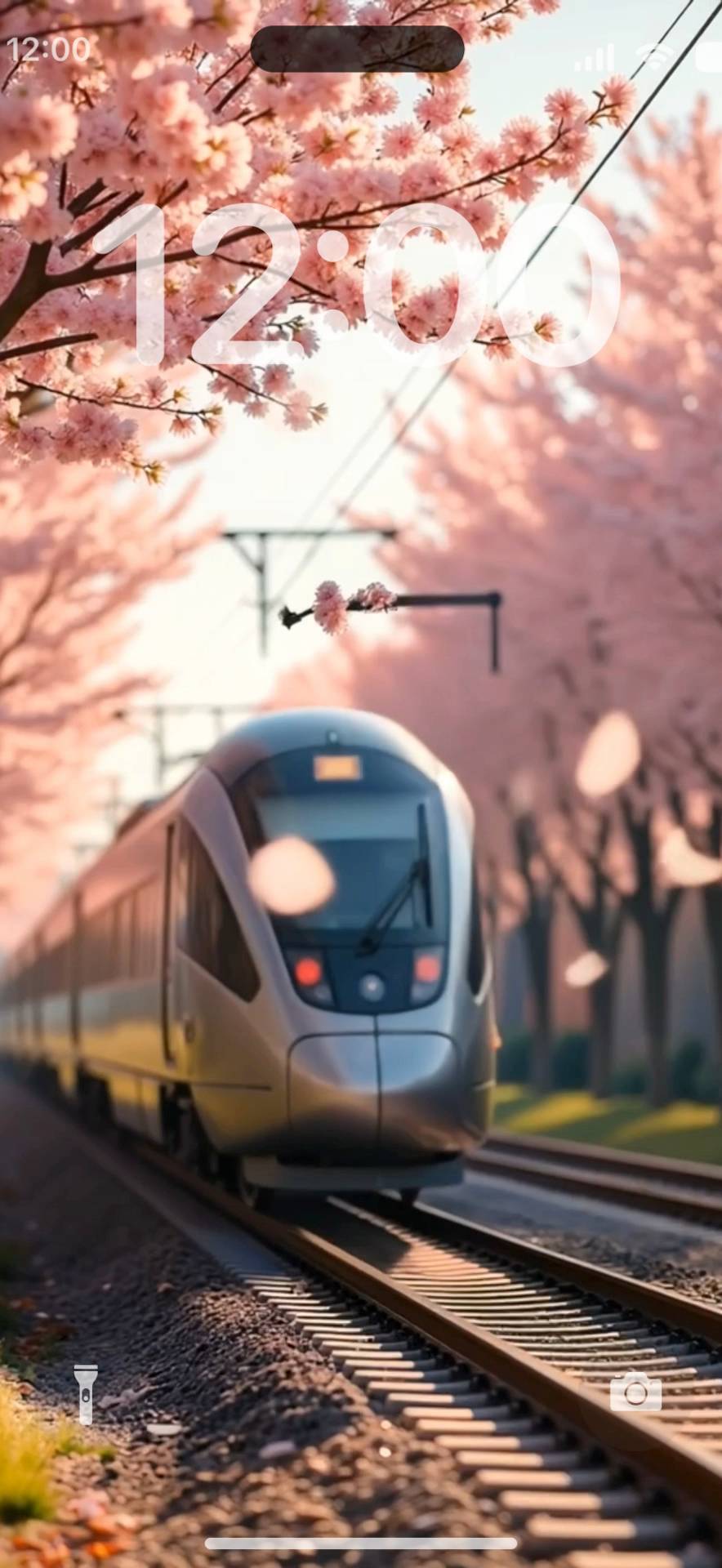 Train & Sakura Wallpaper Hidup[gothFXKmyEesDqYdXCwi]