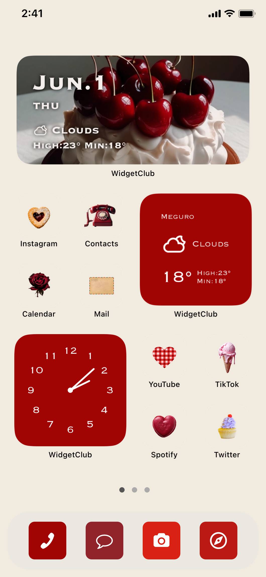 Red beige home screen theme ホーム画面カスタマイズ[cP8xgmu04f9AnQohMn9J]