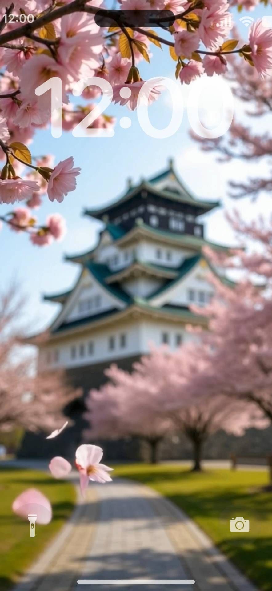 Japanese castle with sakura Żywa tapeta[YWOtjjaQLqZh1c6mUah1]