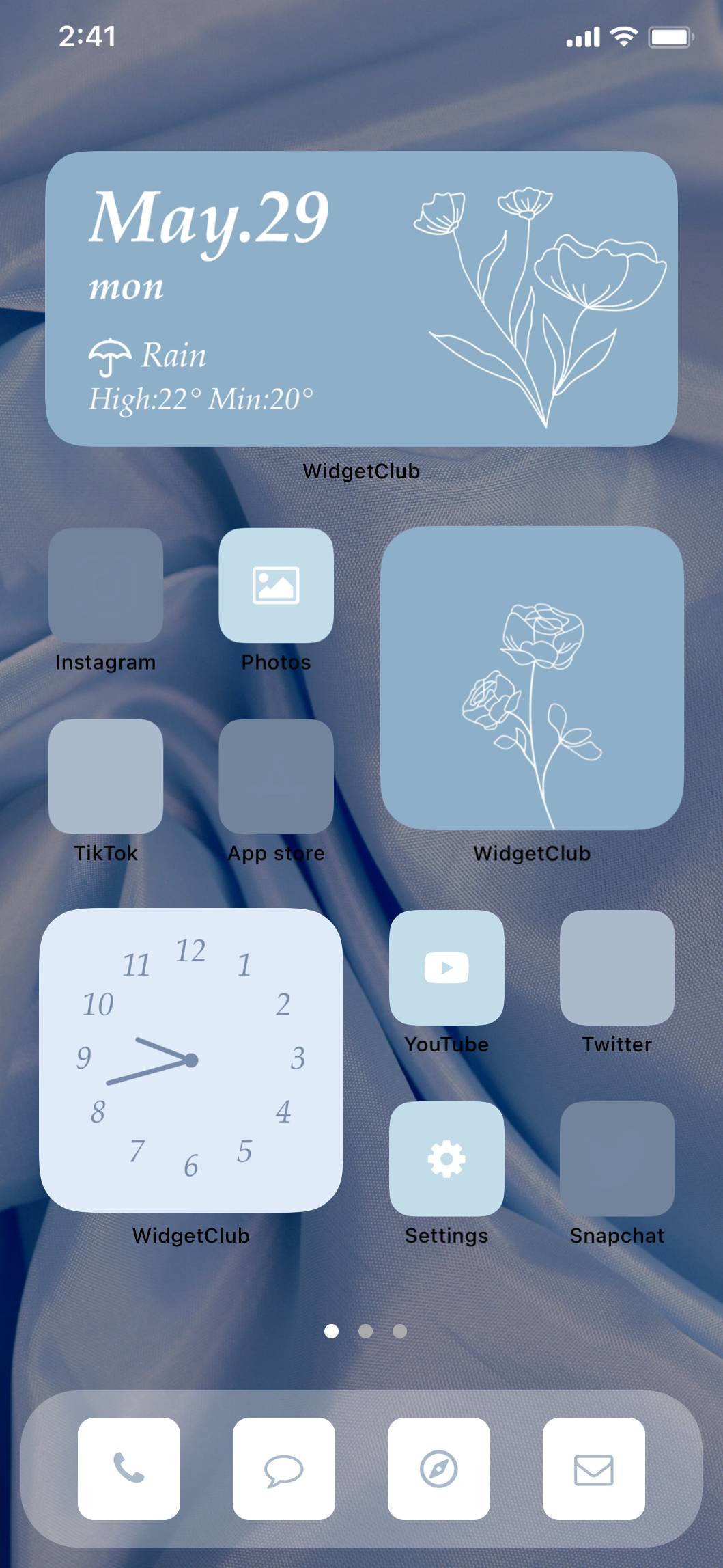 Blue aesthetic home screen themeIdées d'écran d'accueil[6KpEpWBvT9oco7cP2IwC]