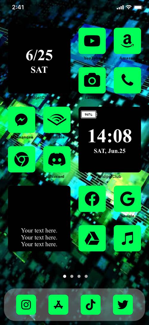Neon Green Home Screen ideas[qC3ocdS0qkYme2xLZmMR]