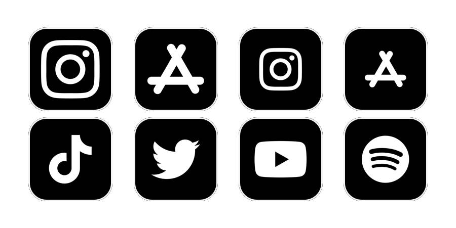 black minimalist icons Pack d'icônes d'application[P0a0HFuX3gerzcndmuRj]