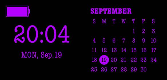 Black and Purple Time and Calender Calendar Widget ideas[R0zJh7KabgKIHWTEPhbo]