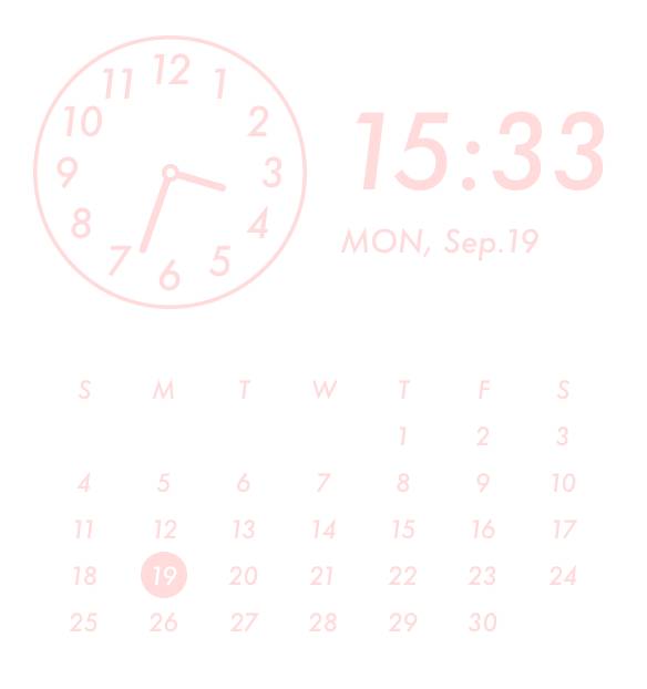 Pink with White Clock and Calender Orologio Idee widget[L8VvPNAmOcOaaTmutwLK]