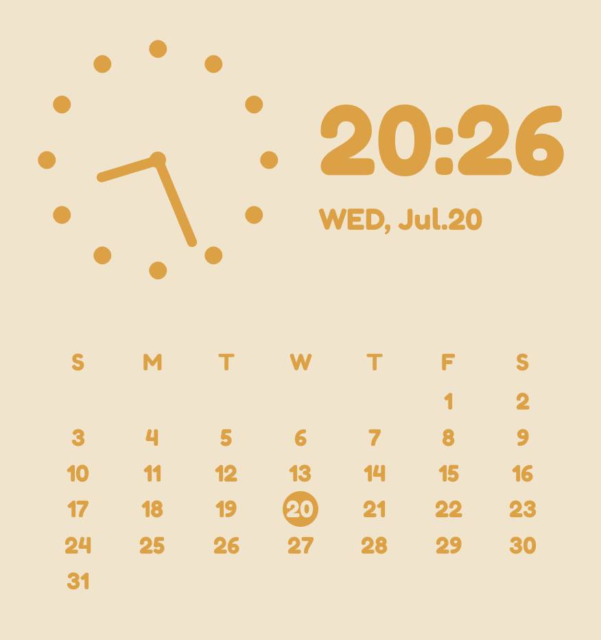黄色カレンダー時計付き💛 Klok Widget-ideeën[05F29IyiHcUvprZgfU1l]