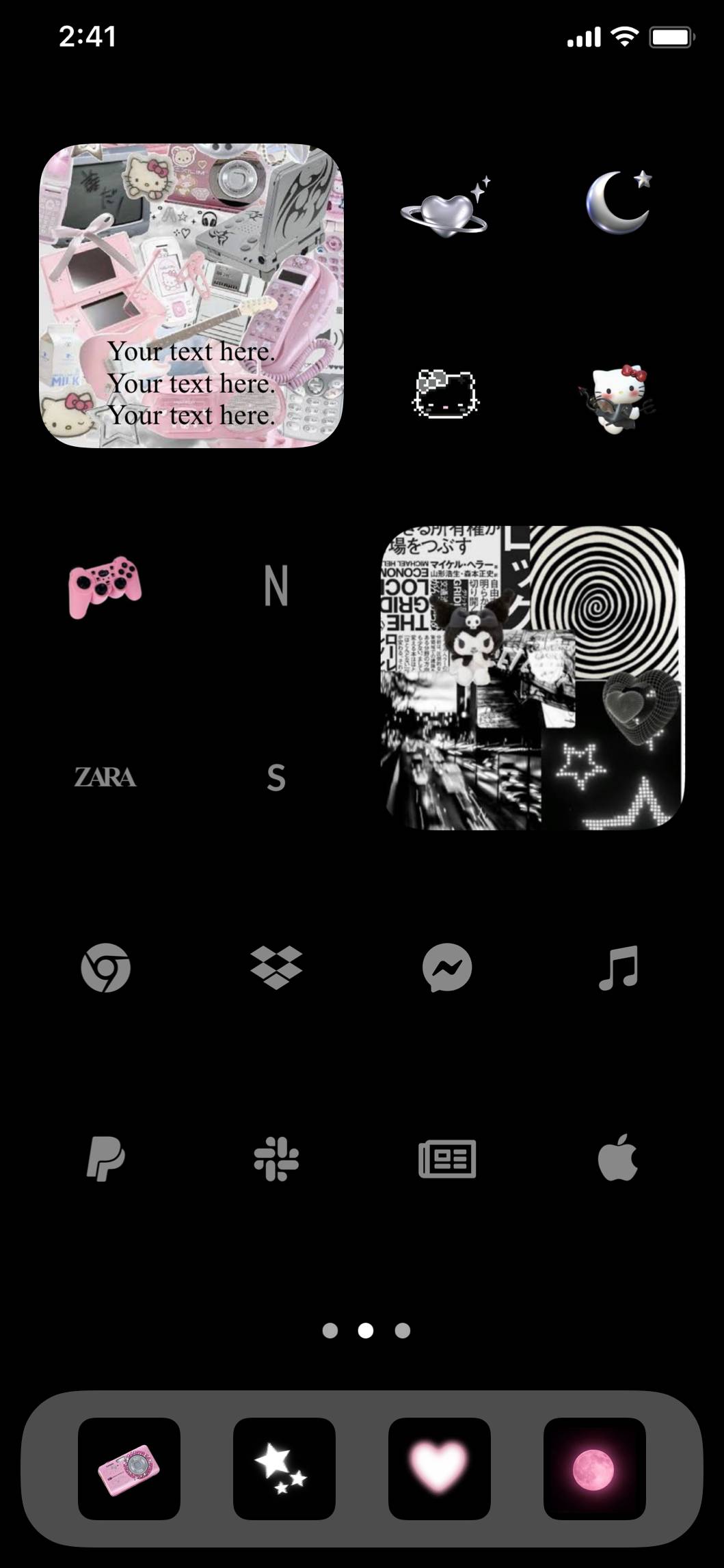 Black&Pink🖤🩷Ý tưởng màn hình chính[cI0ZjvqszysKTZ265NBG]