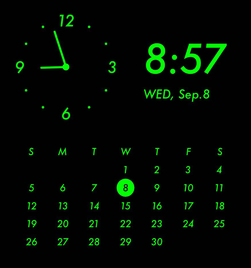 Green neon widget Orologio Idee widget[ReauVmrQD3on5Cm1H1t0]