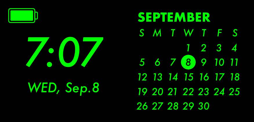 Green neon widget 日历 小部件的想法[NdiAnmcxfdb5dmZV1c1k]
