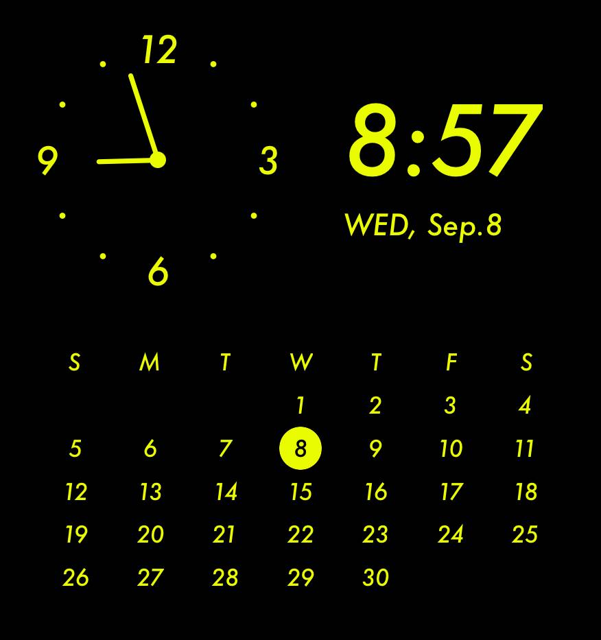 Yellow neon widget時計ウィジェット[EIO4l6p5b9E5SM39iN5D]