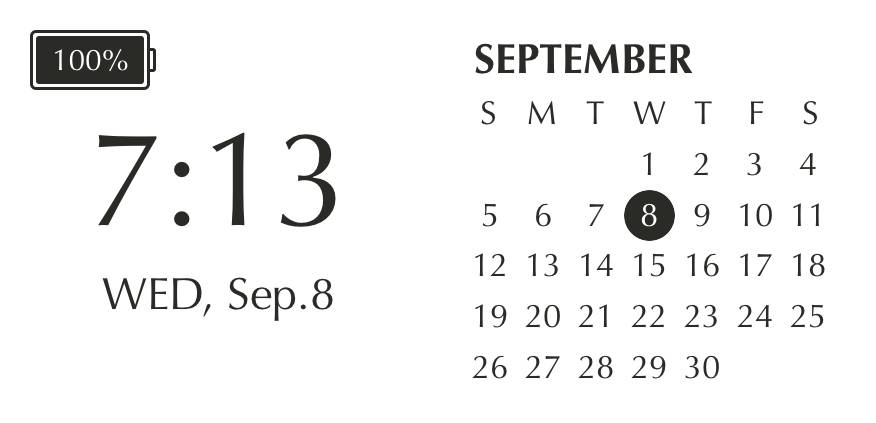 Smart white & black widget Calendar Idei de widgeturi[tiKuQBU7Duu3WcUYlxyR]