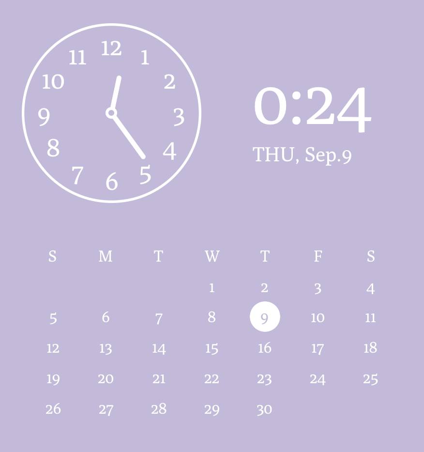 Soft purple widgets時計ウィジェット[qNZDOlVMd6FNAAmLyb5n]
