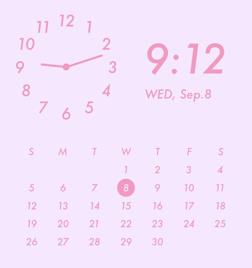 Purple pink widgets時計ウィジェット[1jxd74N6leBkjfoiw5zf]