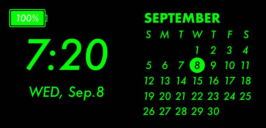 Green neon widget Kalendarz Pomysły na widżety[EUCDHoQyvysFoFJ1nENB]