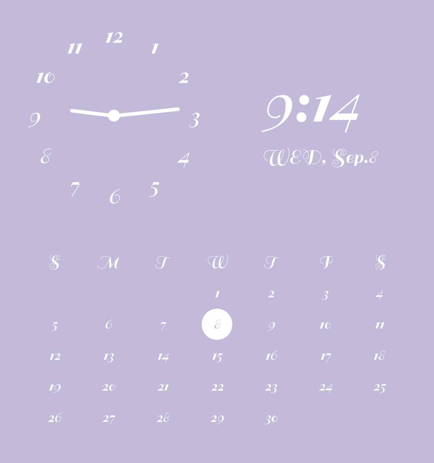 Soft purple widgets時計ウィジェット[m1QC2swEBDOJzcLt9XgT]