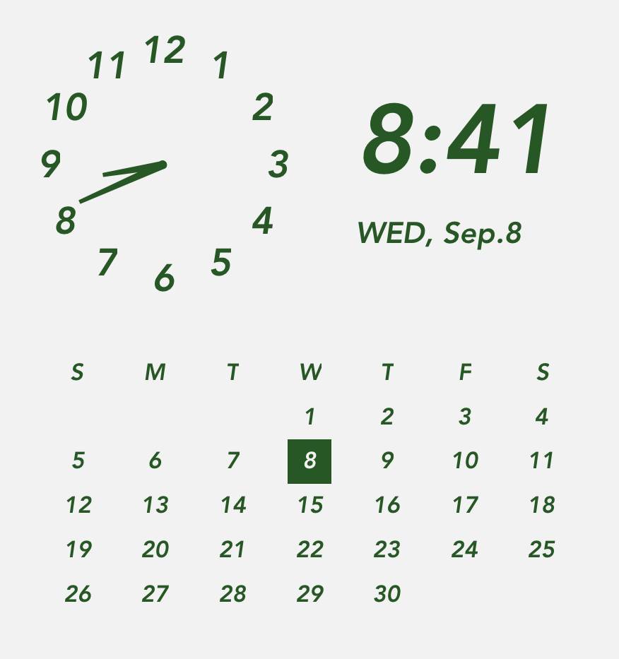 Dark green gray widget ساعة أفكار القطعة[WEeWyiaHBEzCaDhj7FVG]