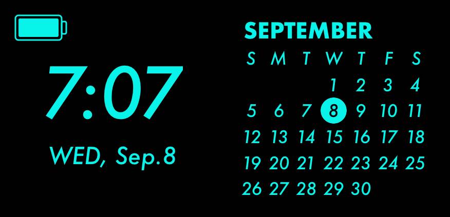 Blue neon widget Календар Ідеї для віджетів[cR2fRrCjLV5xHhy8Y2DT]