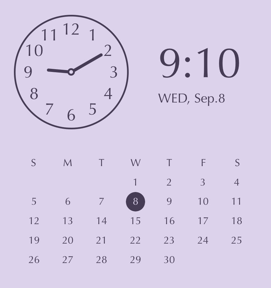 Purple pastel widget Uhr Widget-Ideen[by5X4hehILvHPLI4UeRg]