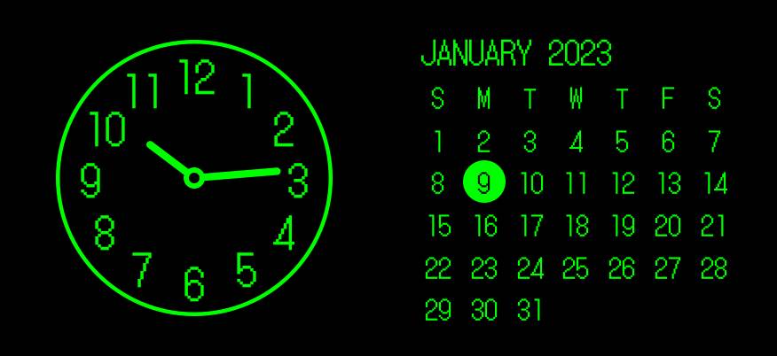 Green neon widget Reloj Ideas de widgets[YNMsYkLahqJCWTHfUUge]