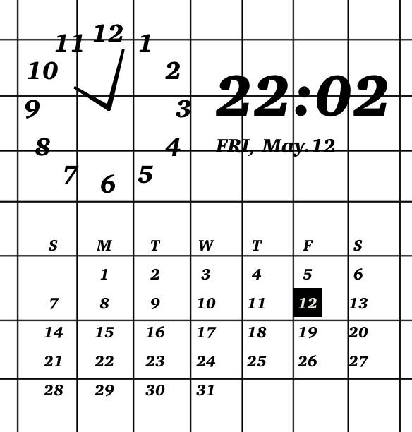 grid clock＆calendarKlok Widget-ideeën[P1ovuILbkjtQ9eMzujz8]