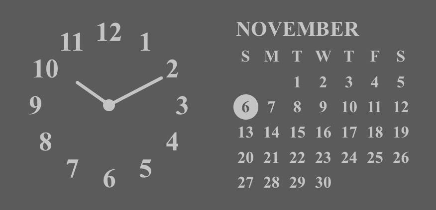 時計・カレンダー（黒グレー） นาฬิกา แนวคิดวิดเจ็ต[O7Ao8CHjmZluyLlVtkau]