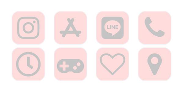 ピンク&グレーApp Icon Pack[yu8GabwahV7KYRrIrN7N]