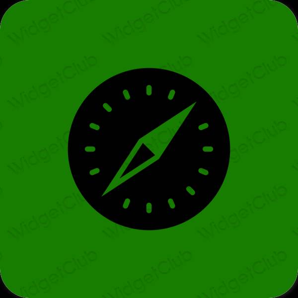 Esteetiline roheline Safari rakenduste ikoonid