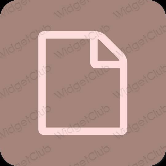 Естетичен кафяво Notes икони на приложения