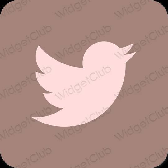 Estético Castanho Twitter ícones de aplicativos