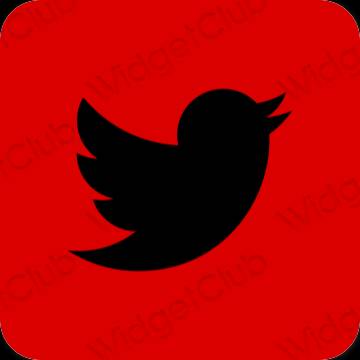 Estetik kırmızı Twitter uygulama simgeleri