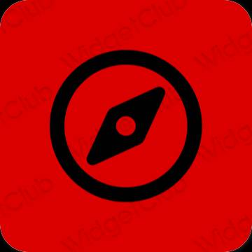 Estetyka czerwony Safari ikony aplikacji