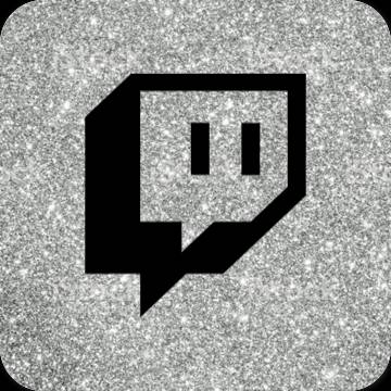 Estetico Nero Twitch icone dell'app