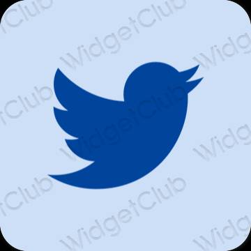 Estetisk pastellblå Twitter app ikoner