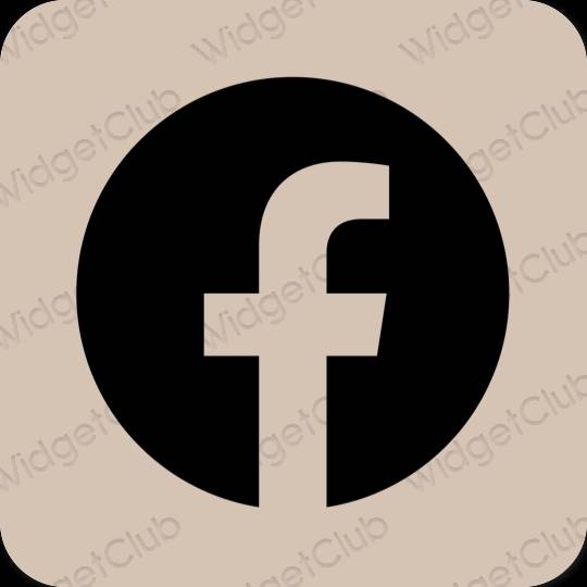 Estético bege Facebook ícones de aplicativos