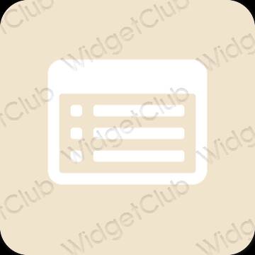 Estético bege Notes ícones de aplicativos