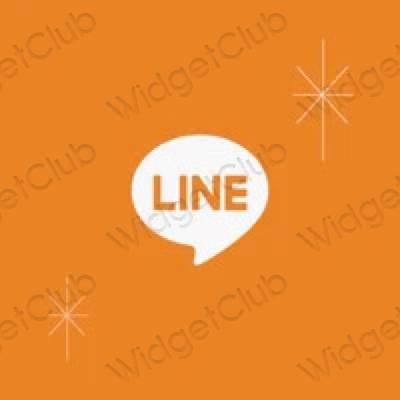 Естетичний помаранчевий LINE значки програм