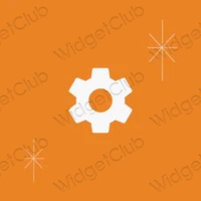 Aesthetic orange Settings app icons