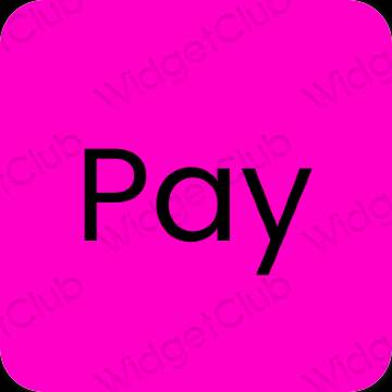 Estetyka neonowy róż PayPay ikony aplikacji