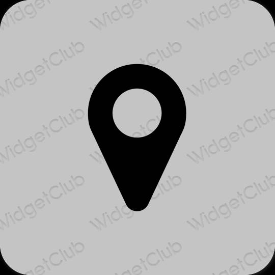 Estético gris Google Map iconos de aplicaciones