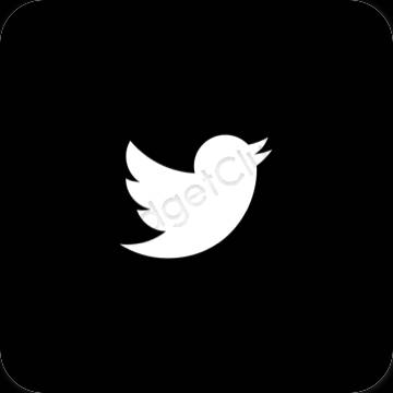 Estético negro Twitter iconos de aplicaciones