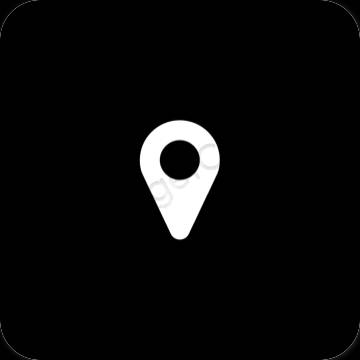 Estético Preto Google Map ícones de aplicativos