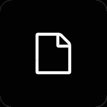 Естетски црн Notes иконе апликација