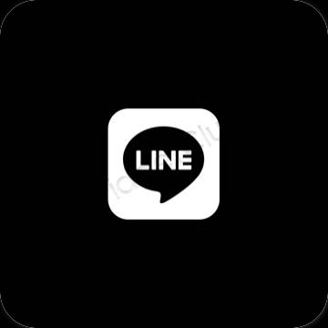 审美的 黑色的 LINE 应用程序图标