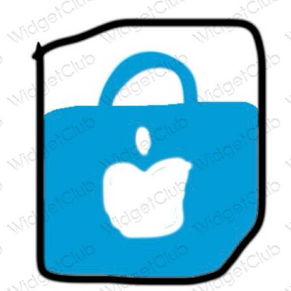 Estetis biru neon Apple Store ikon aplikasi