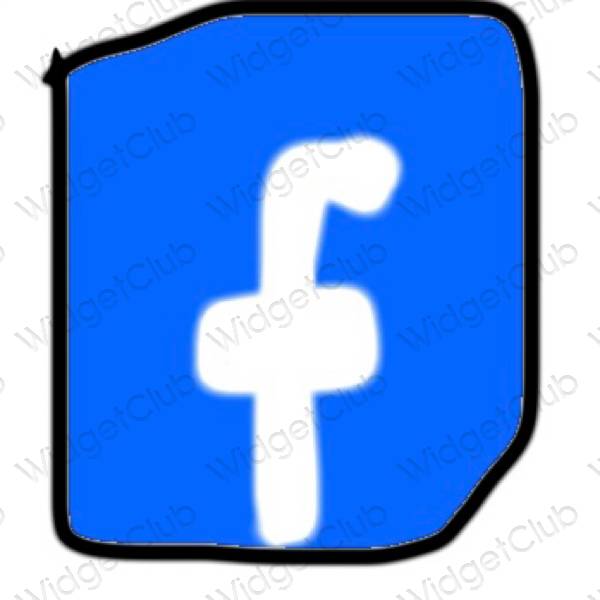 эстетический неоновый синий Facebook значки приложений