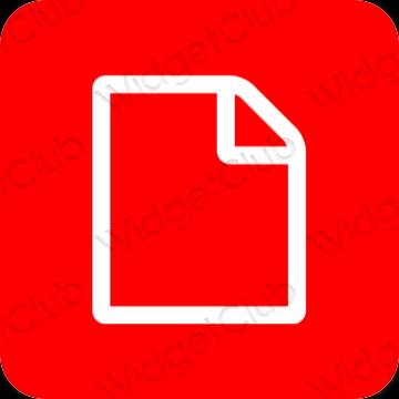 Estético rojo Files iconos de aplicaciones
