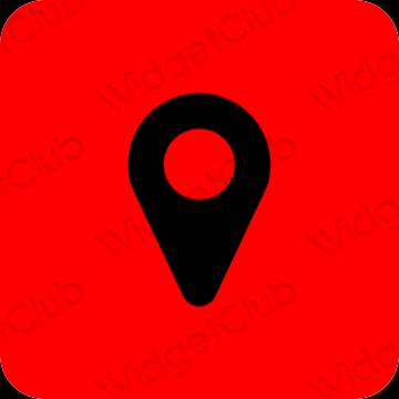 Æstetisk rød Google Map app ikoner