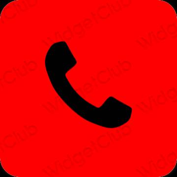 Esztétika piros Phone alkalmazás ikonok