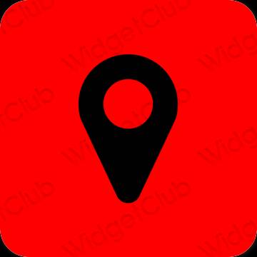 미적인 빨간색 Google Map 앱 아이콘