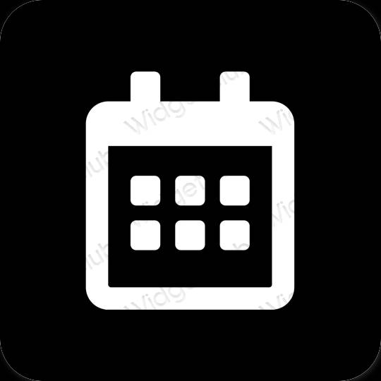 Esthétique noir Calendar icônes d'application